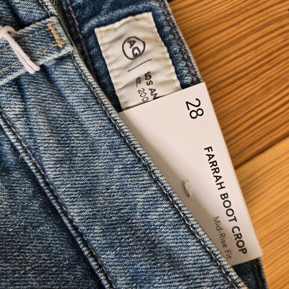 AG Adriano Goldschmied NWT Farrah Boot Crop 28 Mid Rise Denim Flared 70s Western - Picture 6 of 9